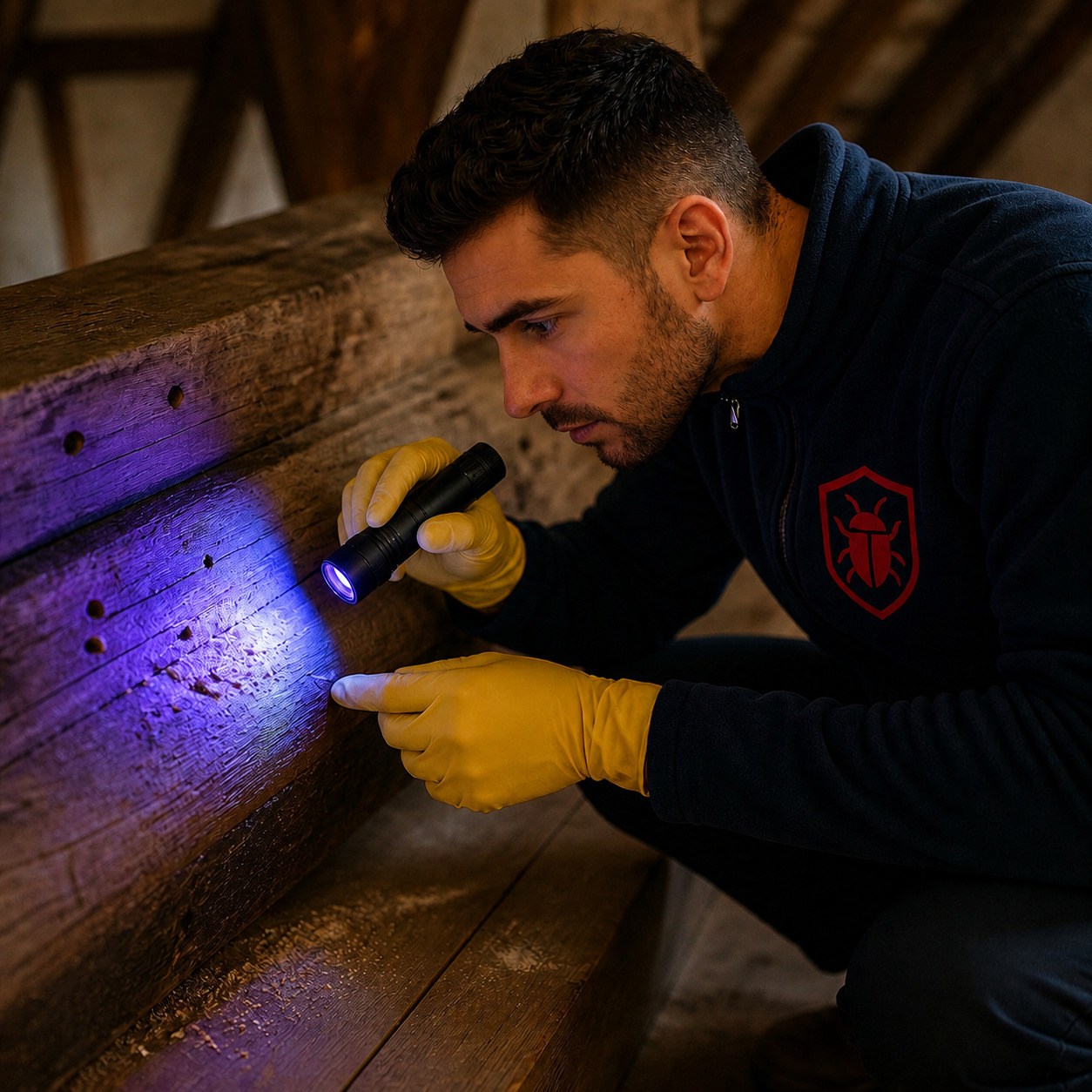 Détection UV des vrillettes dans les bois